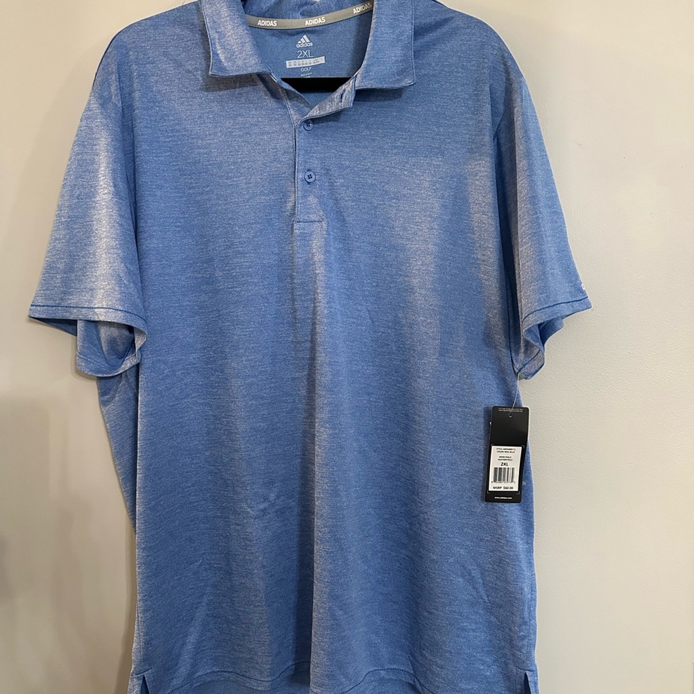 Adidas Men's Heather Blue Golf Polo Shirt 2XL NWT